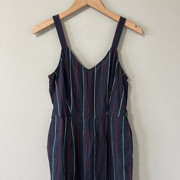 Universal Thread Sleeveless Striped Jumpsuit Navy Blue/Red/White Small - Picture 3 of 16